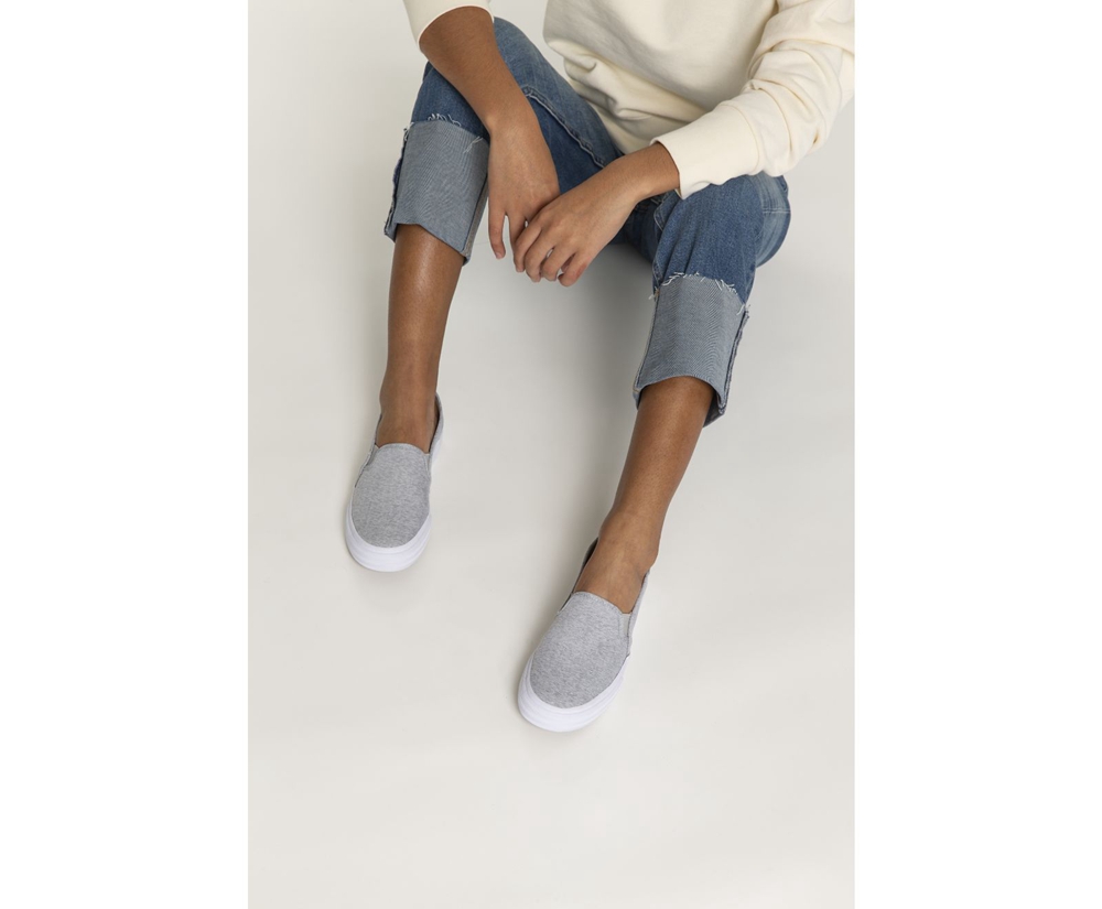 Womens Keds Slip Ons - Double Decker Heathered Woven - Grey - 0952-THMZQ